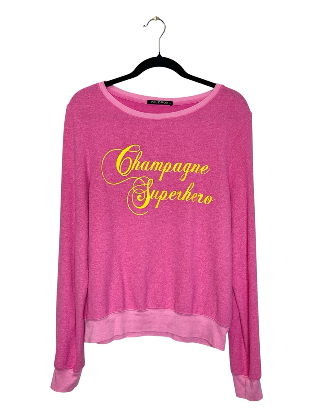 WILDFOX Champagne Superhero Pink and Yellow Baggy Beach Jumper size Small